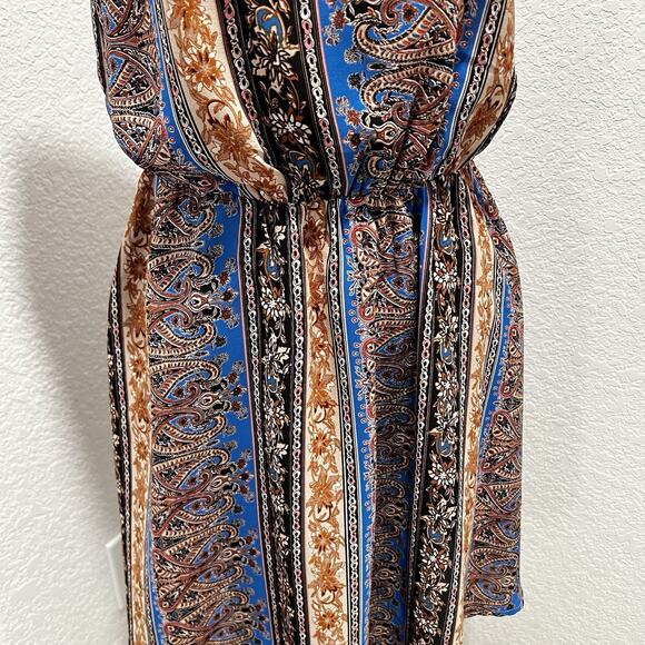 Everly Sundress Sleeveless Lined Size M Backless Cute Festival Fall Colors - Picture 3 of 12